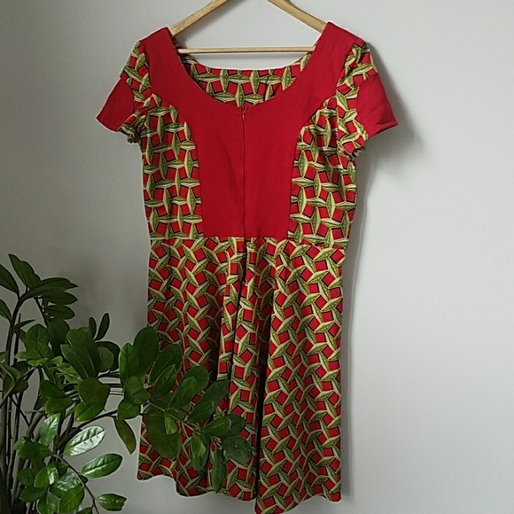 Handmade African Ethnic Skater Circle Skirt Dress - Picture 5 of 7